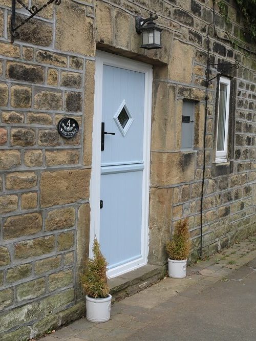 Blue stable doors Solihull with a white frame - Windows Are Us